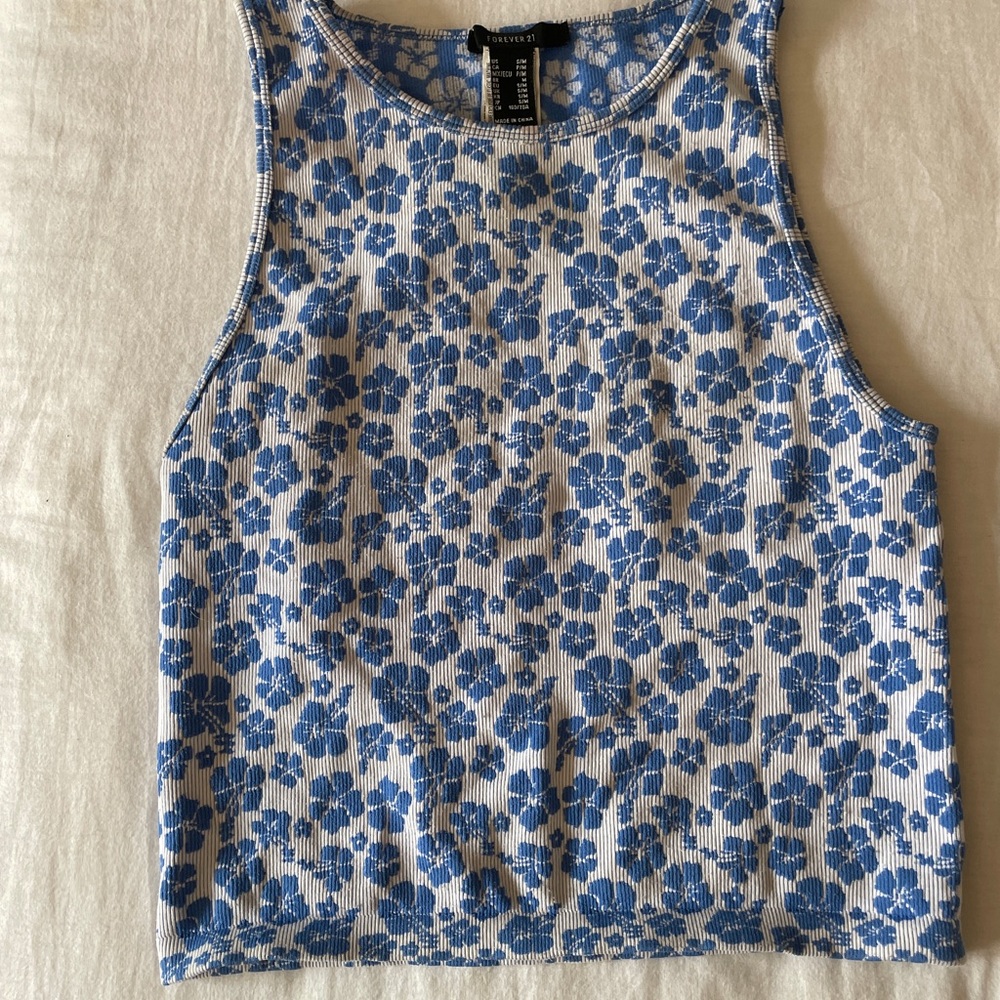 Forever 21 Blue Floral Tank Top